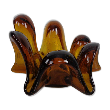 Large Murano Amber Glass Bowl, Italy, 1960s