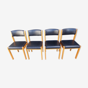 4 chaises baumann simili cuir noir