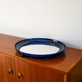 Miroir oval en plexi bleu marine, 1970