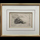 Old engraving by Lucien Pénat (Prix de Rome) and its large gilded frame.