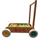 Walking trolley with multicolored wooden cubes