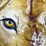 Mid-century lion ceramic plate / vide poche, Italy 1970s