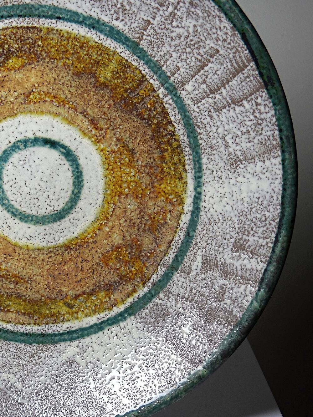 Large ceramic art bowl from the 50s and 60s, vintage wall decor or fruit bowl