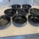Vallauris service, the pottery of the great oak. Black metal glazed ceramics.
