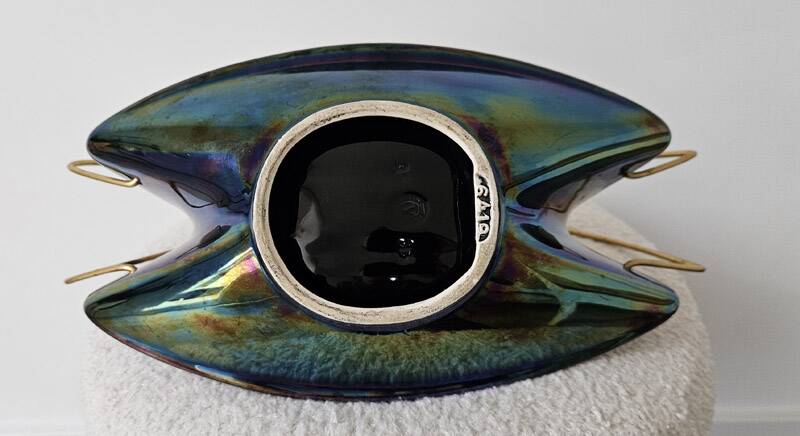 Suspended cup Verceram – Iridescent ceramic & brass – 1950s–60s