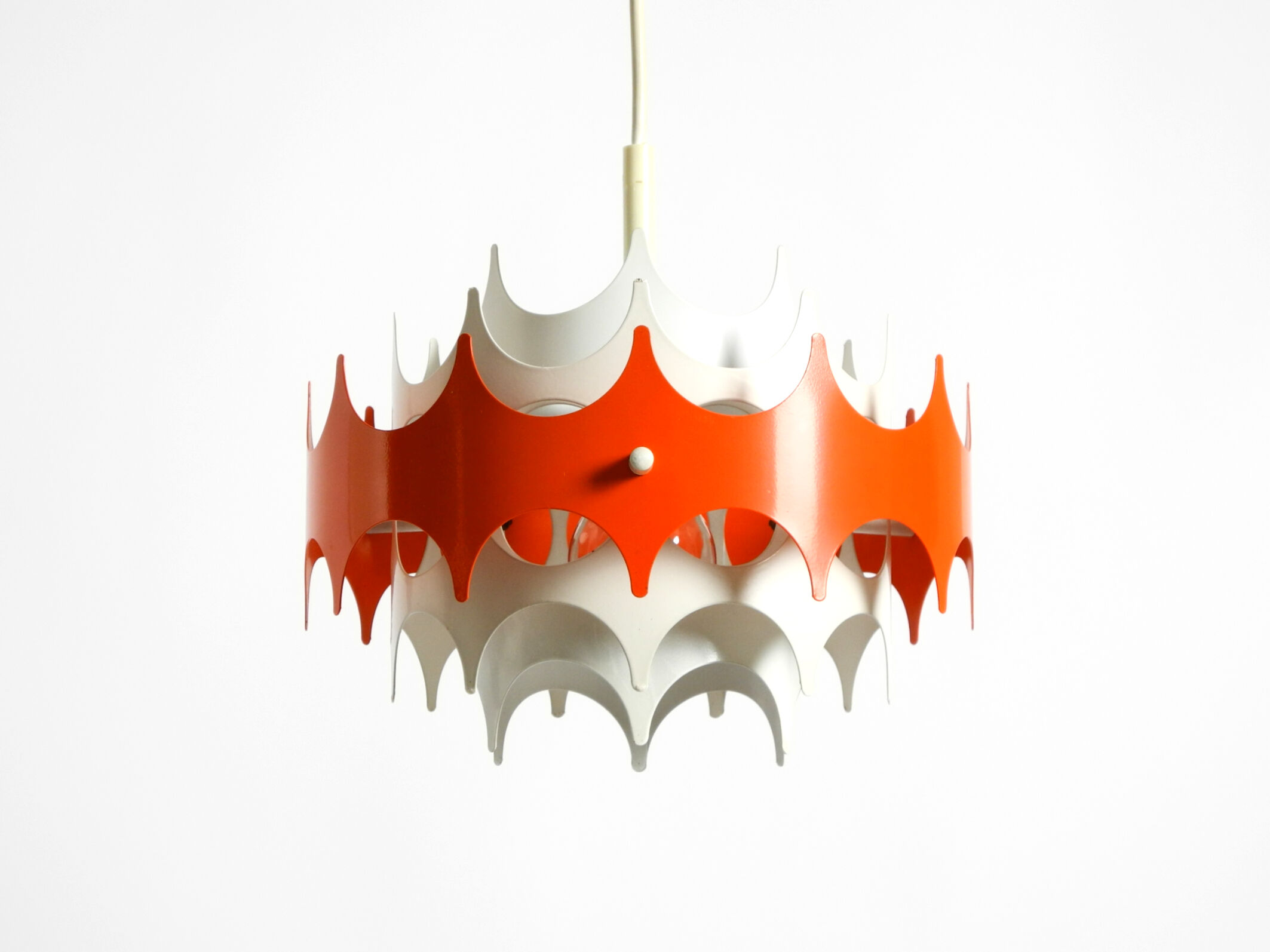 Beautiful small original 1960s Space Age metal pendant lamp by Doria
