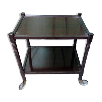 Vintage dark wood rolling trolley