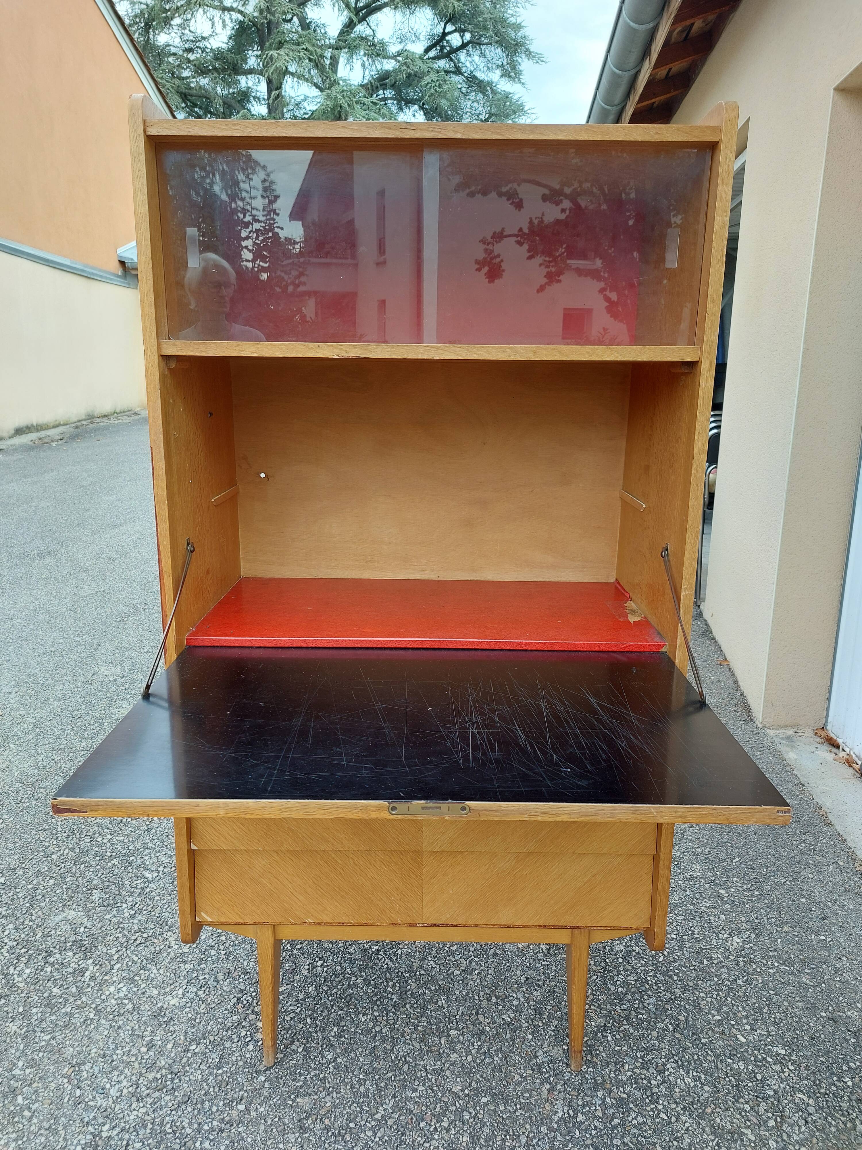 Secretary chest of drawers vintage light wood year 50 60