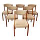 Set of 6 chairs in thick velvet and teak base