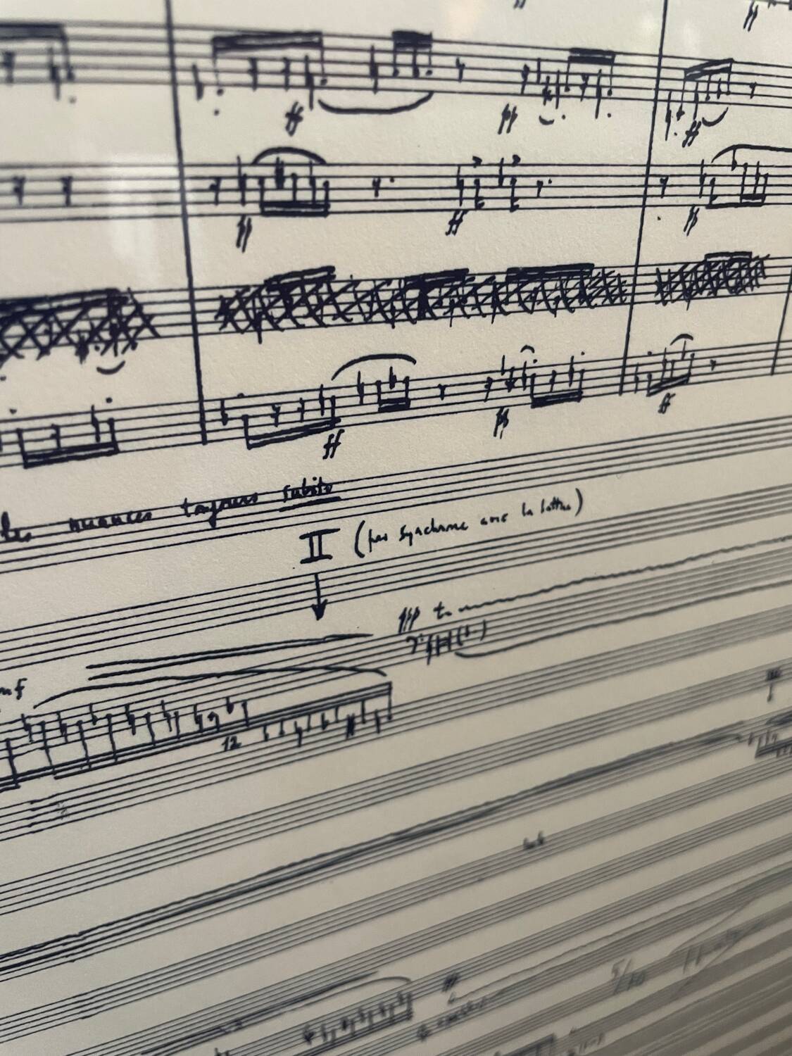 Rare framed lithograph of the score "Repons" by Pierre Boulez