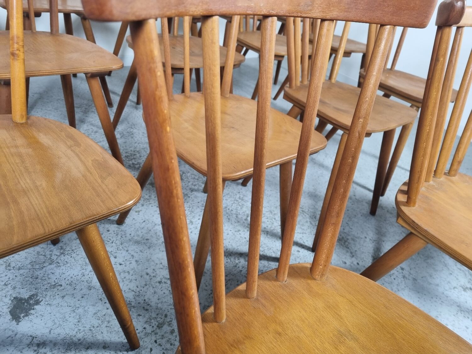 Set of 18 Scandinavian style bistro chairs, 60s