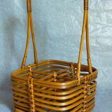Bottle basket in vintage wicker 60s