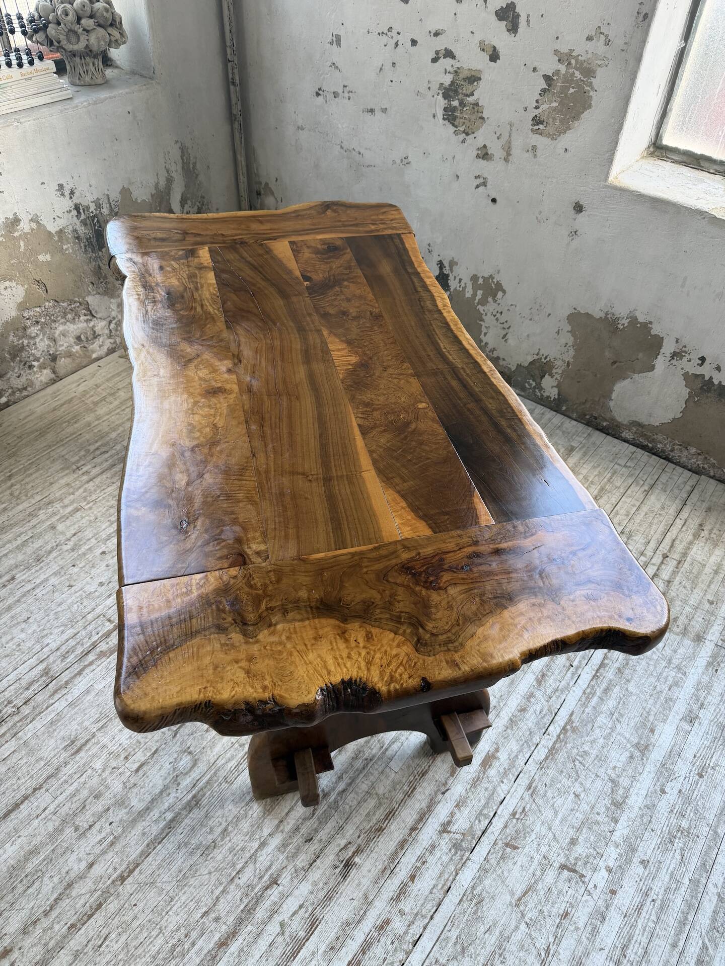 Dining table in solid olive wood Maison Skela 1960