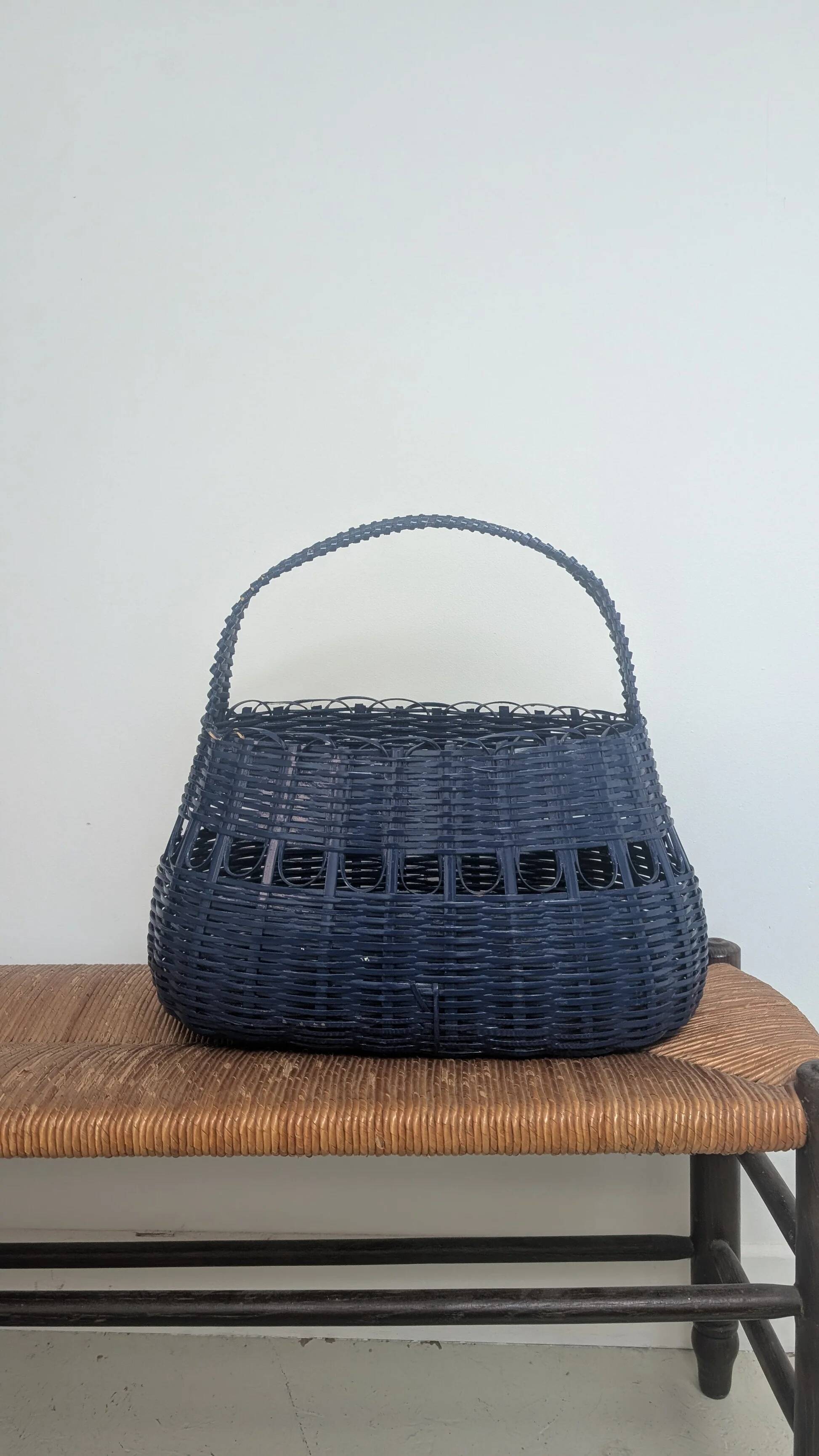 Blue wicker basket