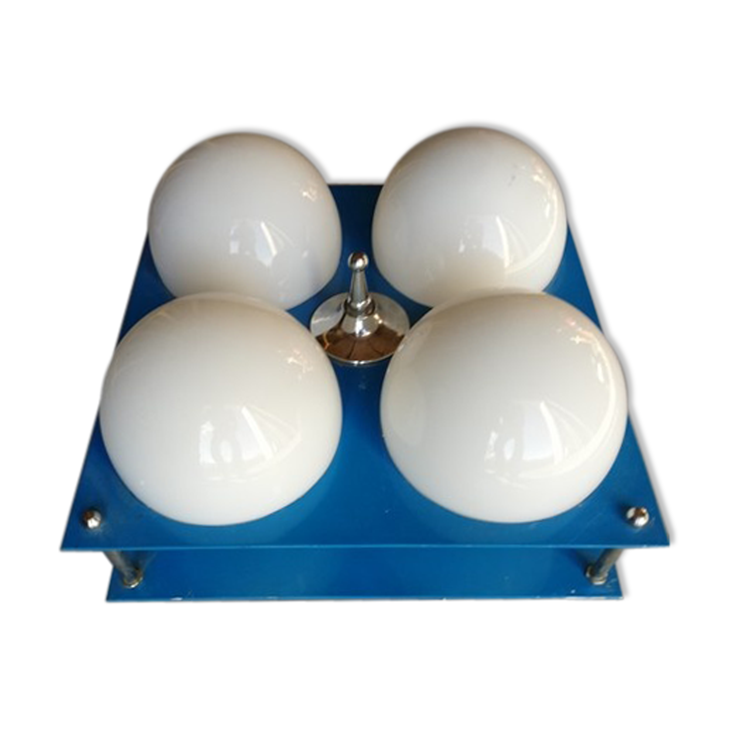 Applique 4 globes verre et métal époque 1970's