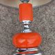 Designer lamp from the 70s in chrome metal and orange lacquered wood