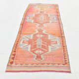 4x10 Runner Salmon Pink Vintage Runner, Turkish Wool Runner, 103x307Cm