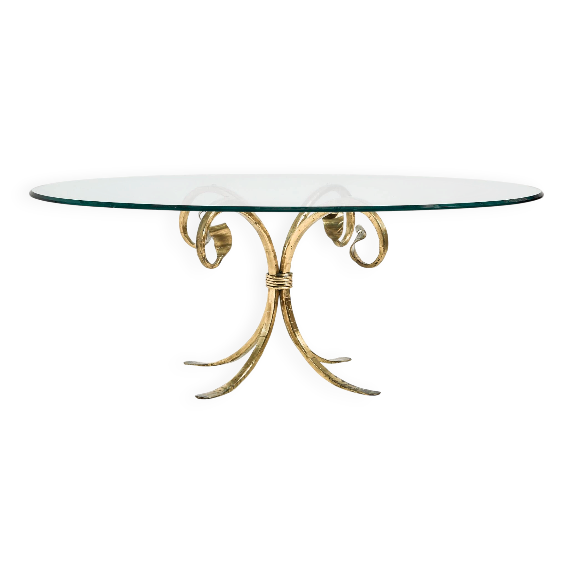 Table basse en laiton et verre