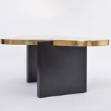 Etched Brass coffee table with Agathe Stones in the style of Lova Creation