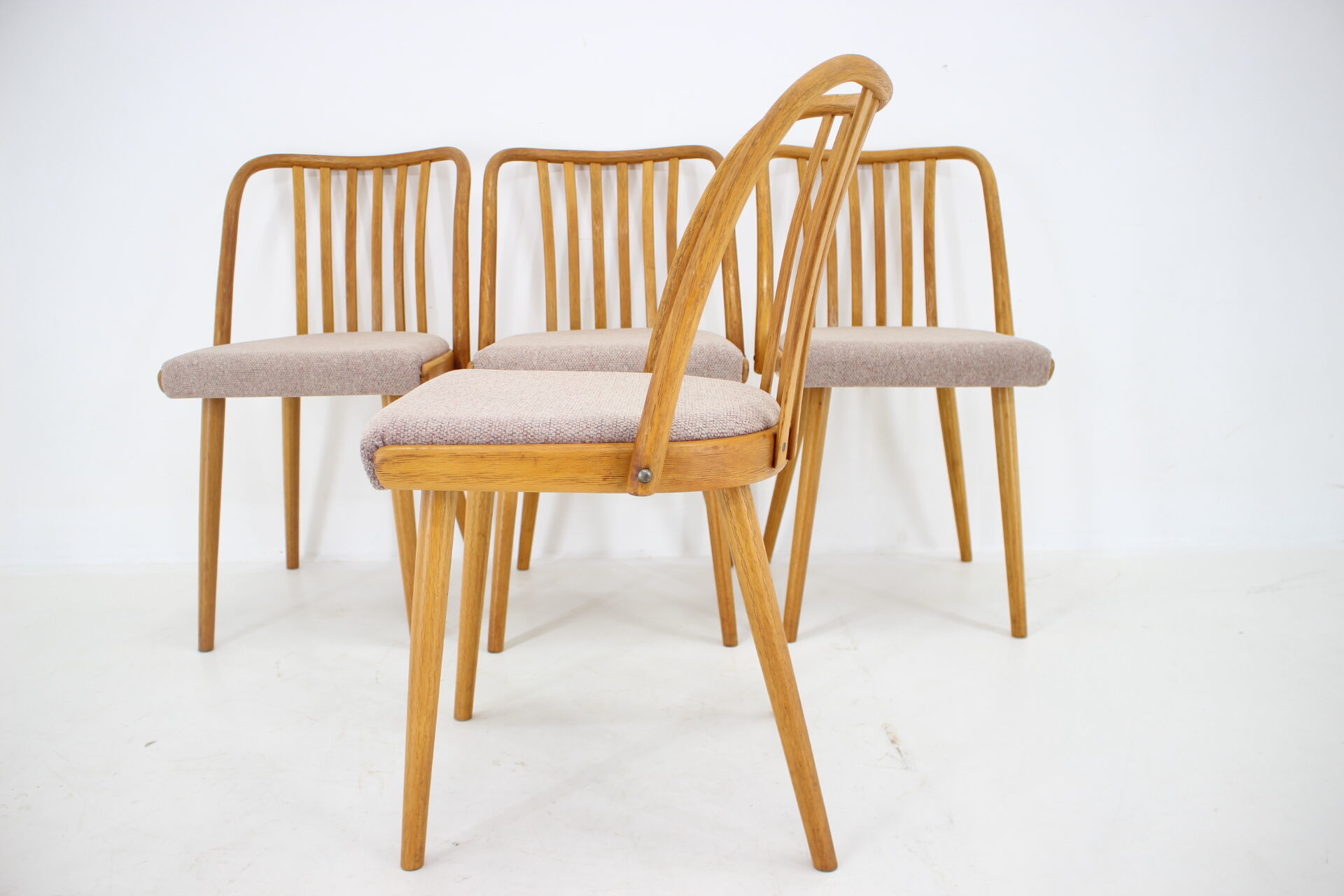 1970s Antonin Suman Set of 4 Oak Dining Chairs, Czechoslovakia