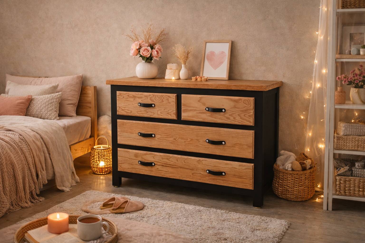 Commode bois massif et noir