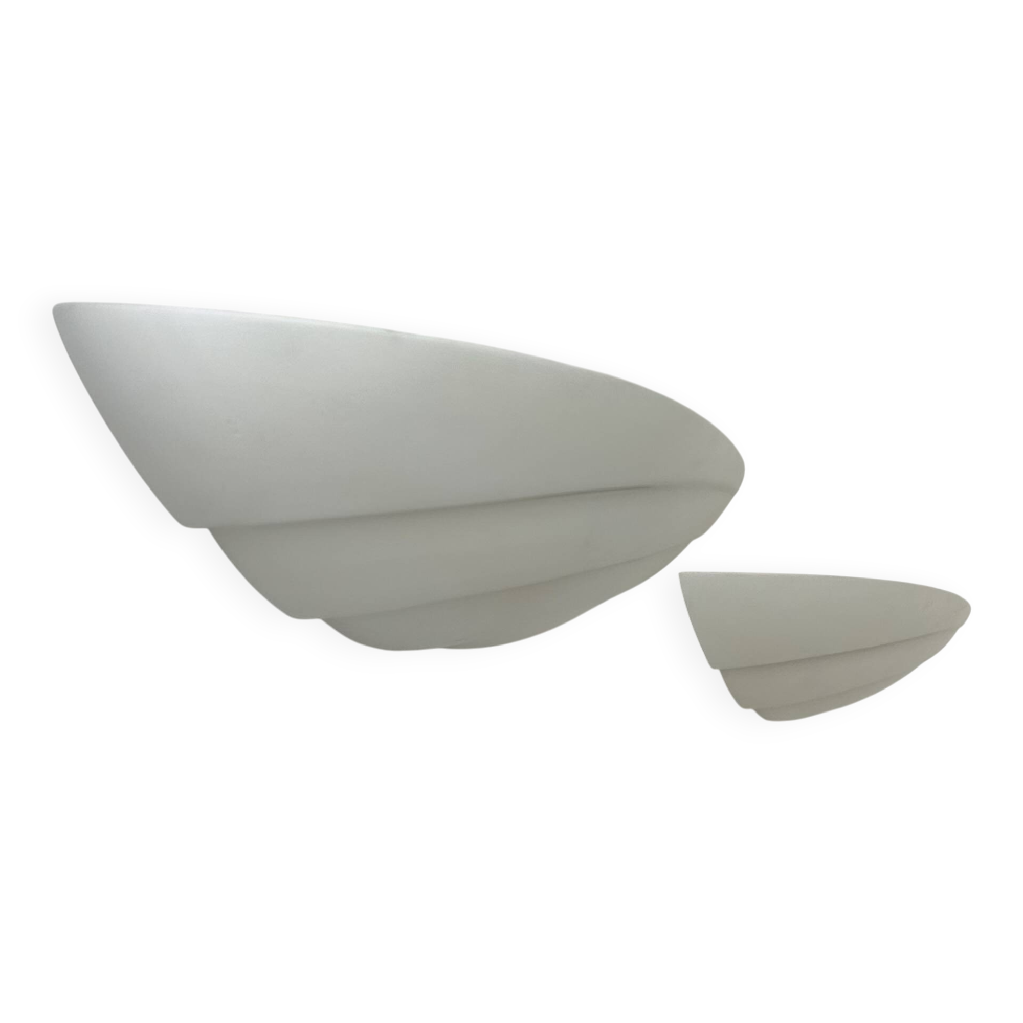 Pair of vintage matte white plaster wall lights, France 1970