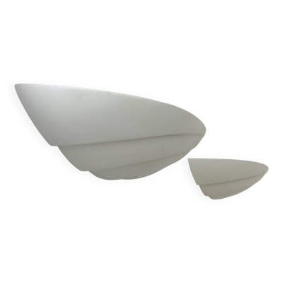 Paire d'appliques en plâtre blanc mat, France 1970