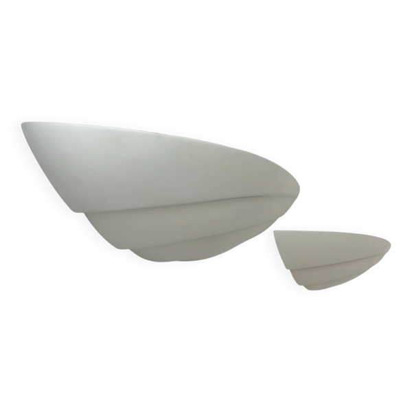 Paire d'appliques en plâtre blanc mat, France 1970