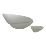 Pair of vintage matte white plaster wall lights, France 1970