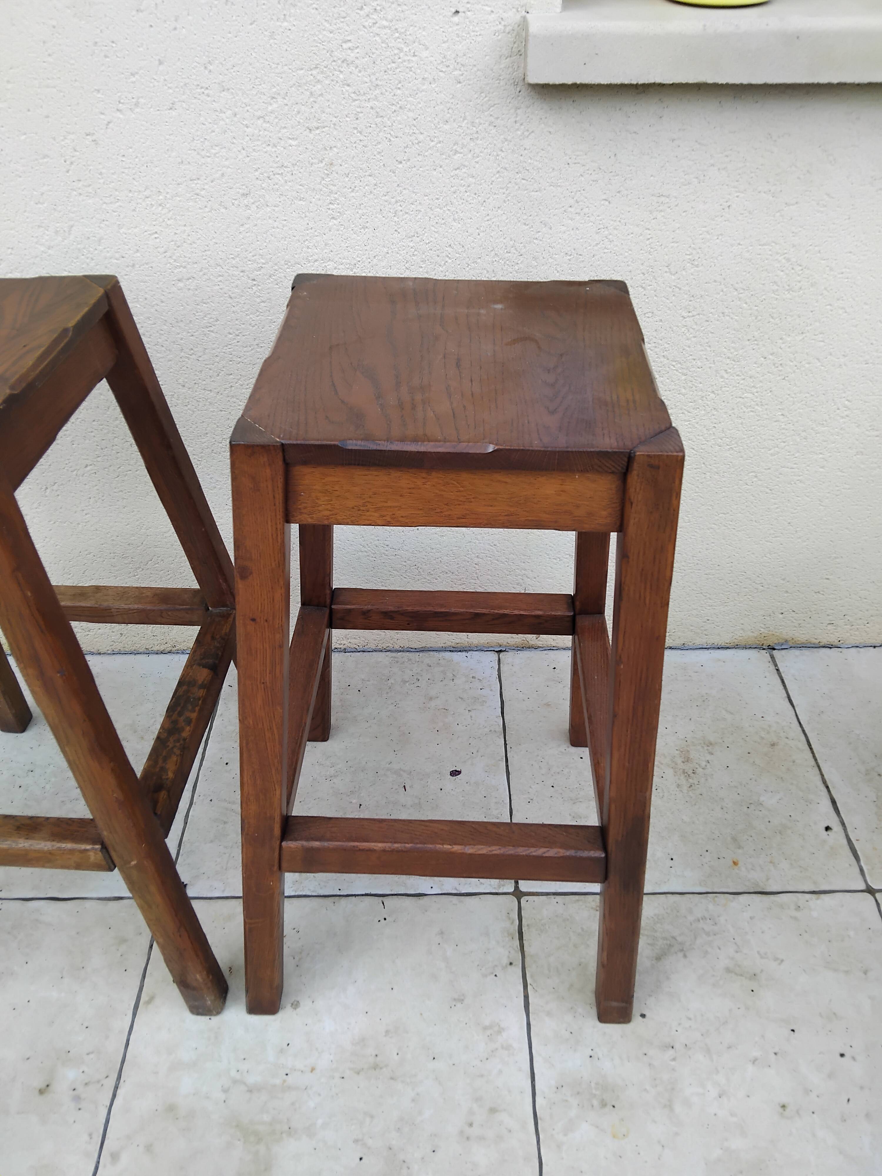 Pair of vintage oak stools
