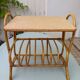 Rattan side table, magazine rack or record rack. Vintage 60s.