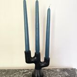 Black clay candle holder