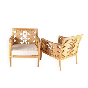 paire de fauteuils « éventails » - rotin