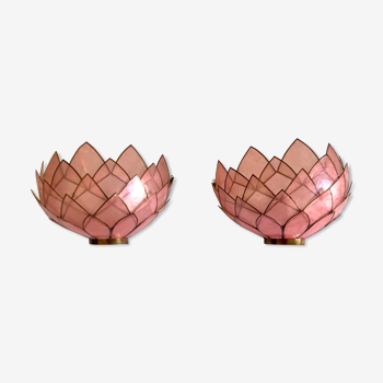 Mother-of-pearl lotus wall lamps