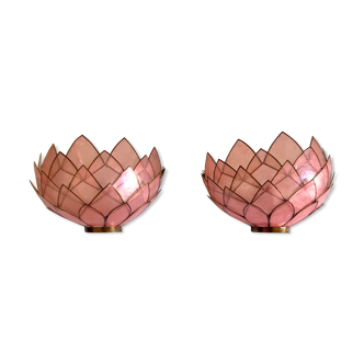 Mother-of-pearl lotus wall lamps