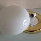Half moon ceiling light in white opaline / vintage 70-80s