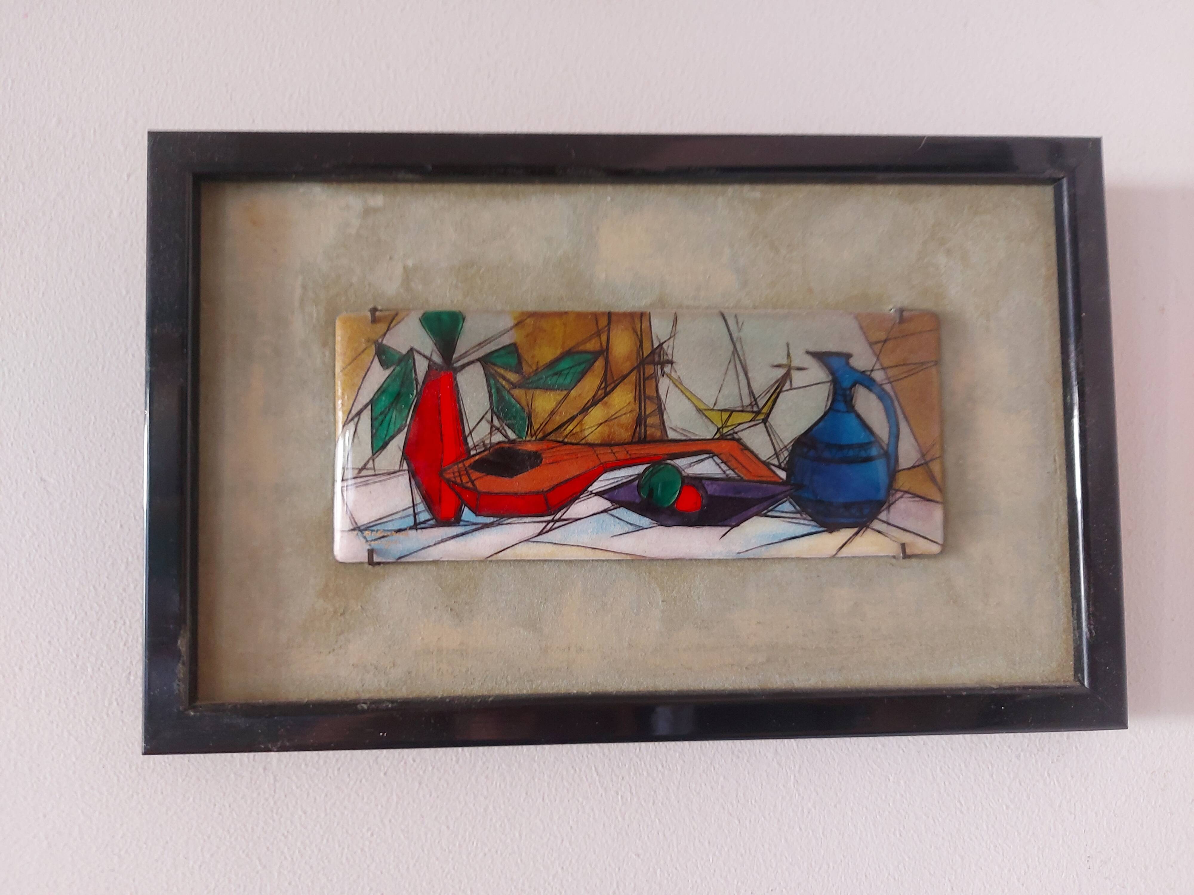 Enameled painting by the artist Tugomir Huberger, master enameler Jean Bétourné, Limoges