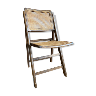 Wooden folding chair and caning