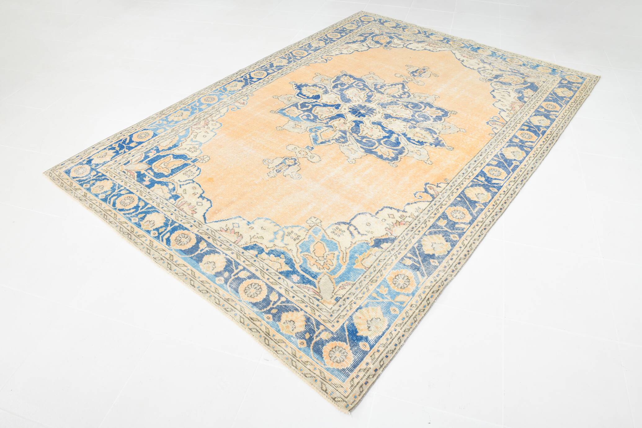 Large Blue Persian Area Rug, 206x294Cm