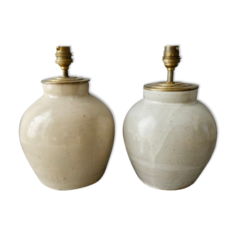 Pair of sandstone lamp legs by Lucien Talbot La Borne