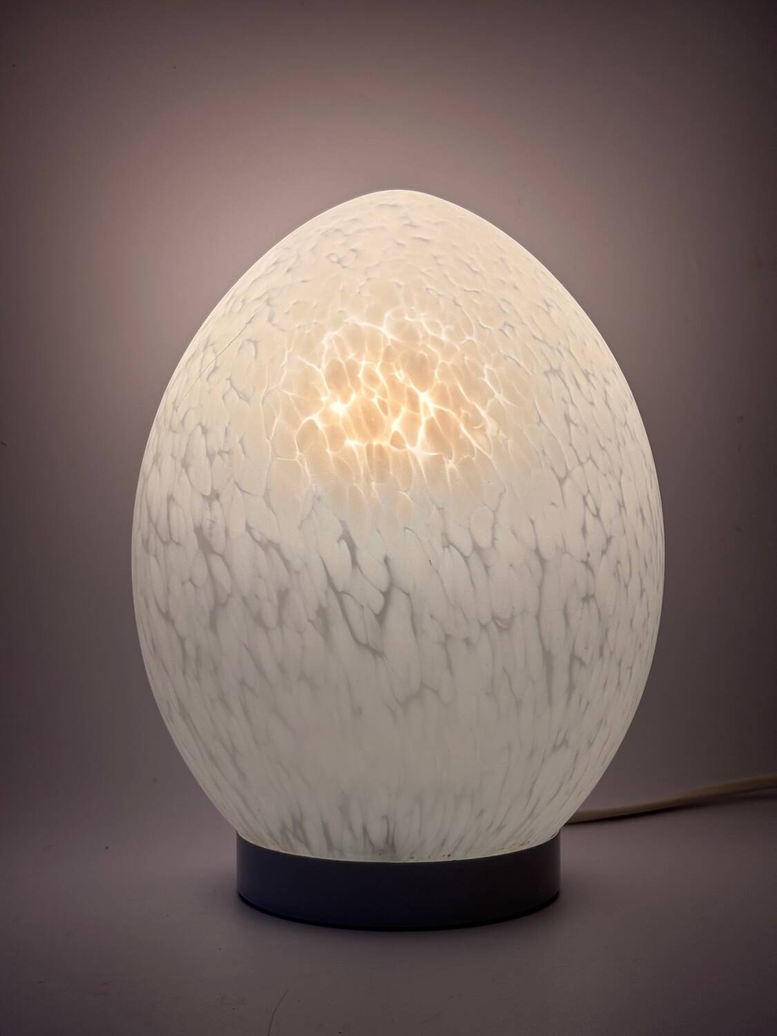Vintage speckled glass egg lamp