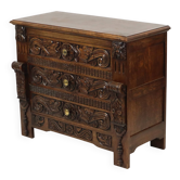Vintage Carved Oak Cabinet/Chest of Drawers with Mythical Figures