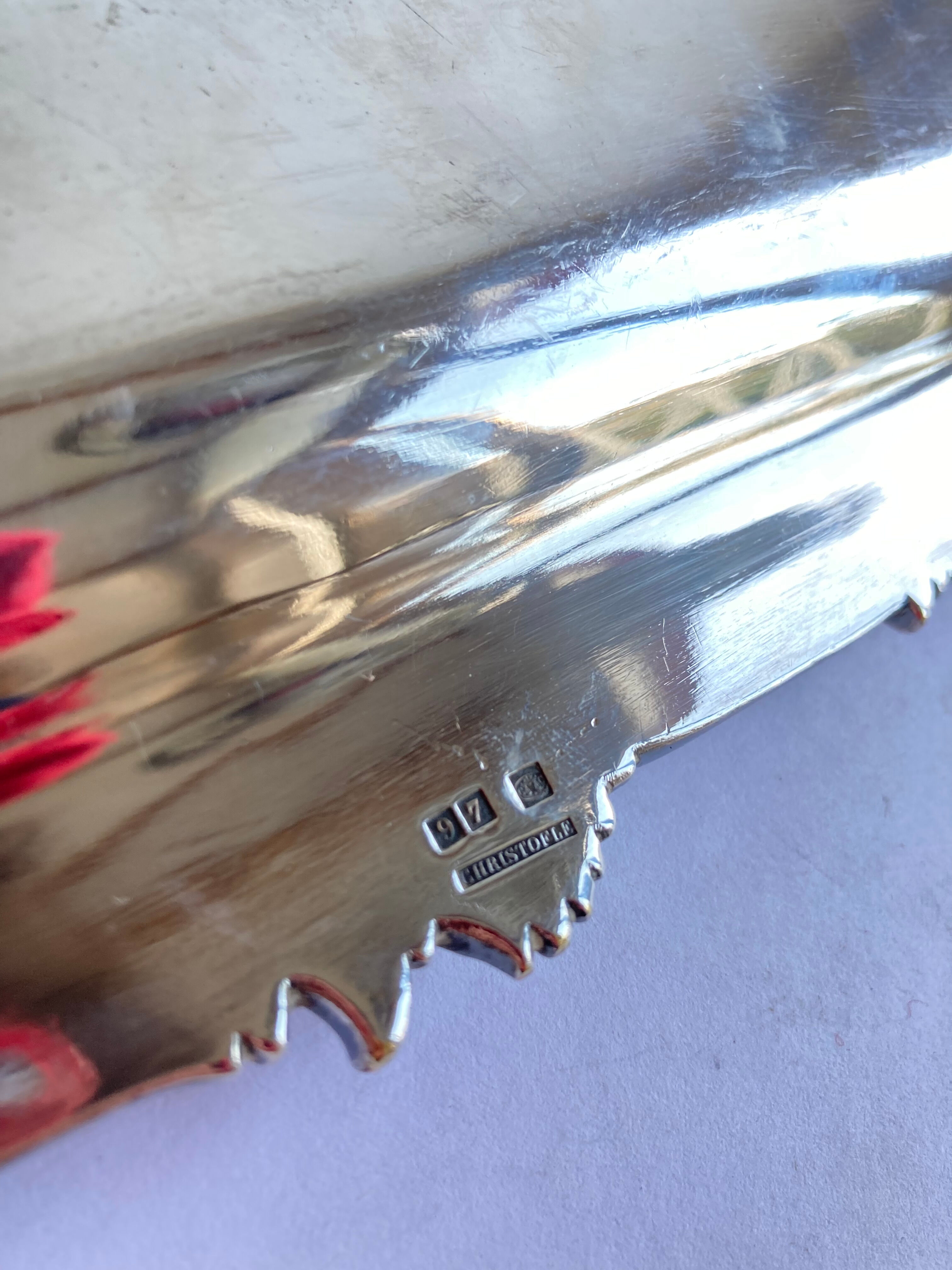 Old flat tray of service Christofle model rockeries silver metal