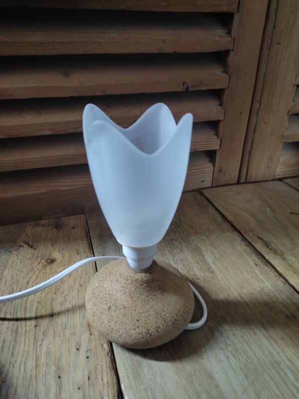 Bedside lamp base reconstituted stone tulip polished glass original