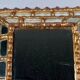 Mirror with reverse edges, carved wooden frame, vintage 50s, C942.