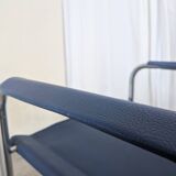 Set of 2 Vintage Mart Stam Style S34 Chair: Blue Leather, Bauhaus Design