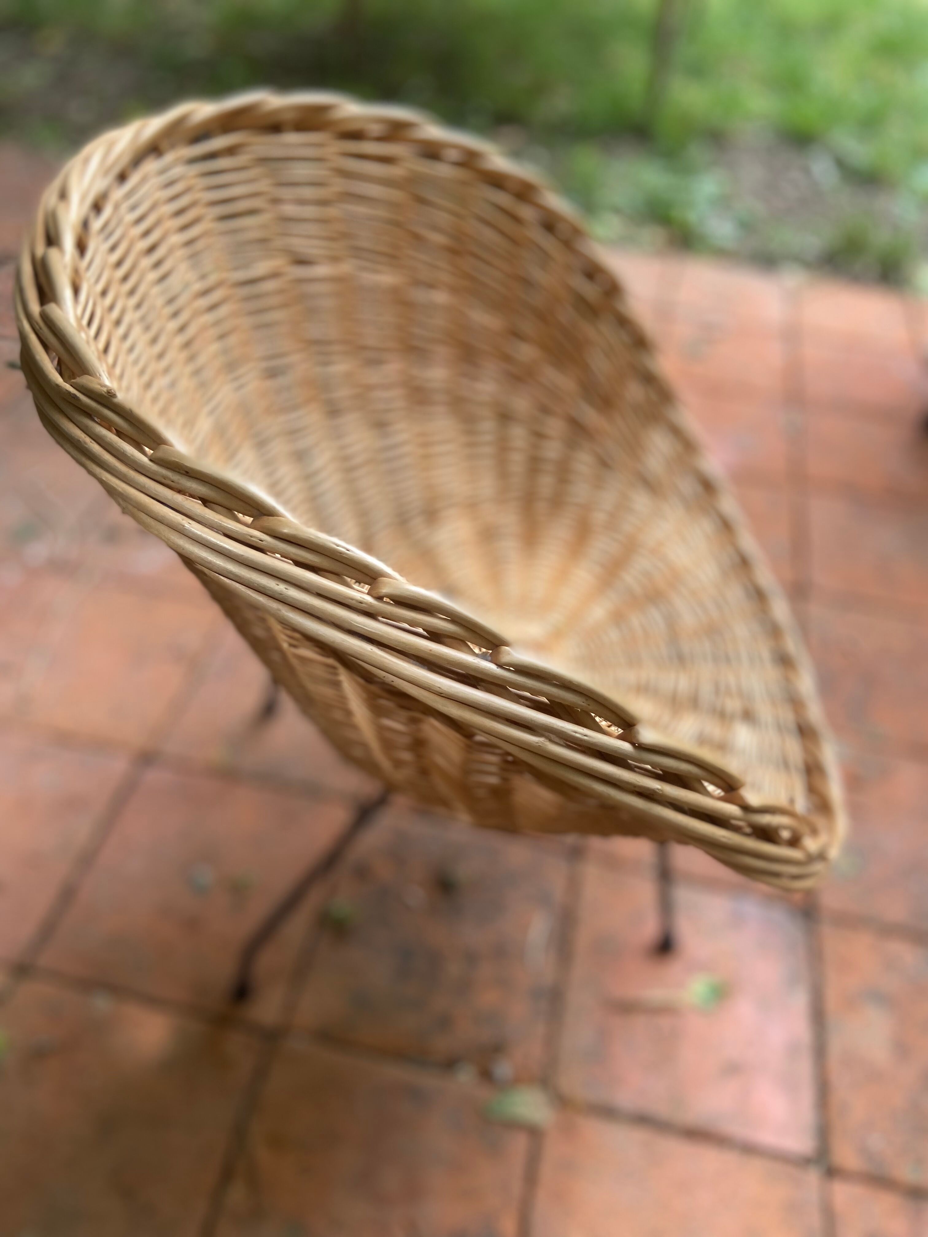 Rattan armchair vintage basket of the 50s