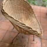 Rattan armchair vintage basket of the 50s