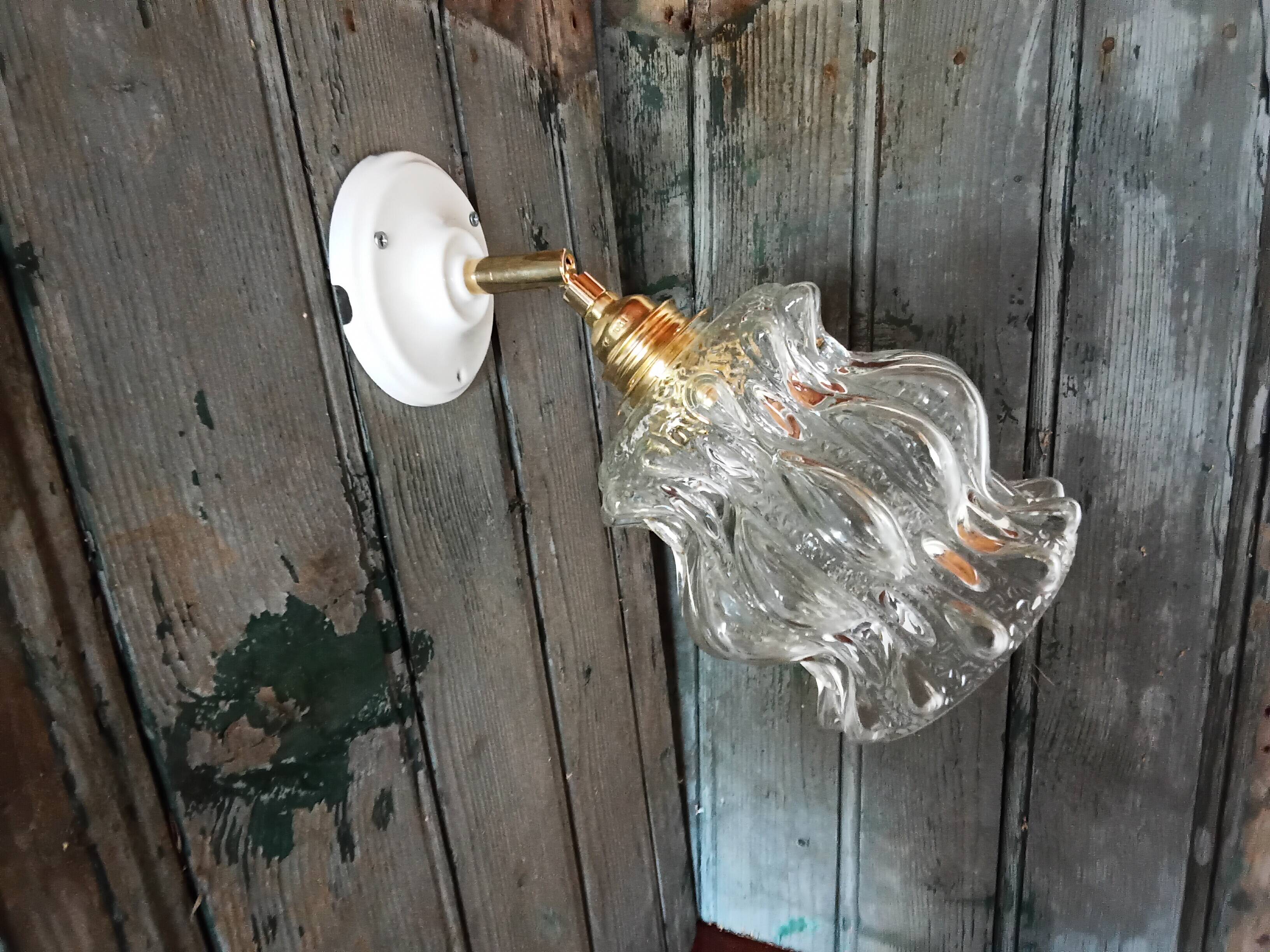 Vintage molded glass wall light