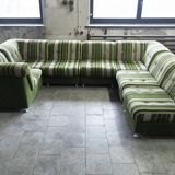 Large 7 piece modular / sectional sofa in striped upholstery, Germany, 70s